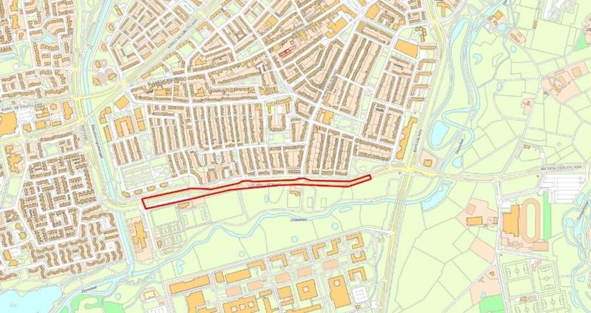 plattegrond van projectgebied werkzaamheden Locatellistraat, klik voor een vergroting