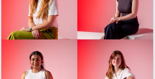 Van links naar rechts, van boven naar beneden:  De vier social designers die kans maken op de Social Design Talent Award 2024 zijn  Vere Vreeswijk, Sophie Smits, Poorvi Garag, Remke Timmermans